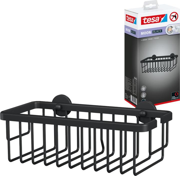 Actual product image tesa MOON BLACK shower tray incl. adhesive solution without drilling (9 x 13 x 29 cm)