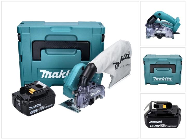 Actual product image Makita DCC 500 T1J cordless diamond cutter 18 V 125 mm brushless + 1x battery 5.0 Ah + Makpac - without (Cut-off machine)