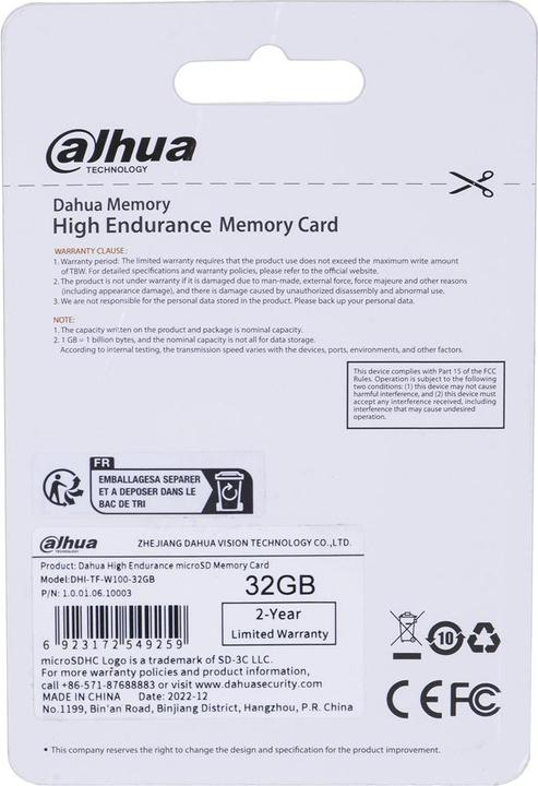 Actual product image Dahua TF-W100-32GB Karta pamięci microSD 32GB (32 GB, microSDHC, U1, UHS-I)