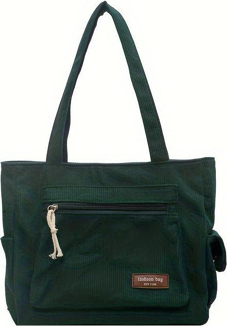 Only-Bags.Store Einfache Cord Umhängetasche, Multi Taschen Tote Bag, Mode Handtasche für Schule Arbeit Einkaufen