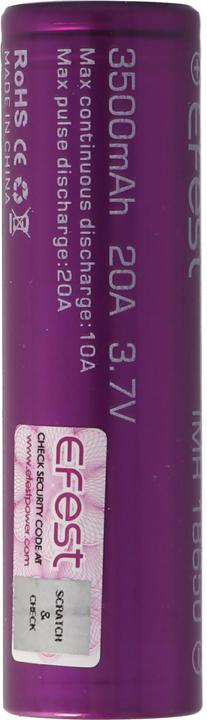 Actual product image Efest Akku Purple IMR 18650 (Flat Top) (1 pcs., 18650, 3500 mAh)