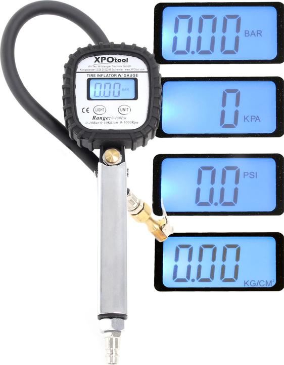 Produktbild Wiltec Digitale Reifenfüllpistole 0-10bar Reifenfüllgerät Druckluft Messgerät