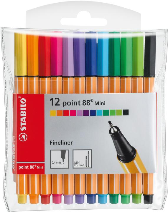 STABILO Point 88 Mini Fineliner (Multicolore, 12 x)