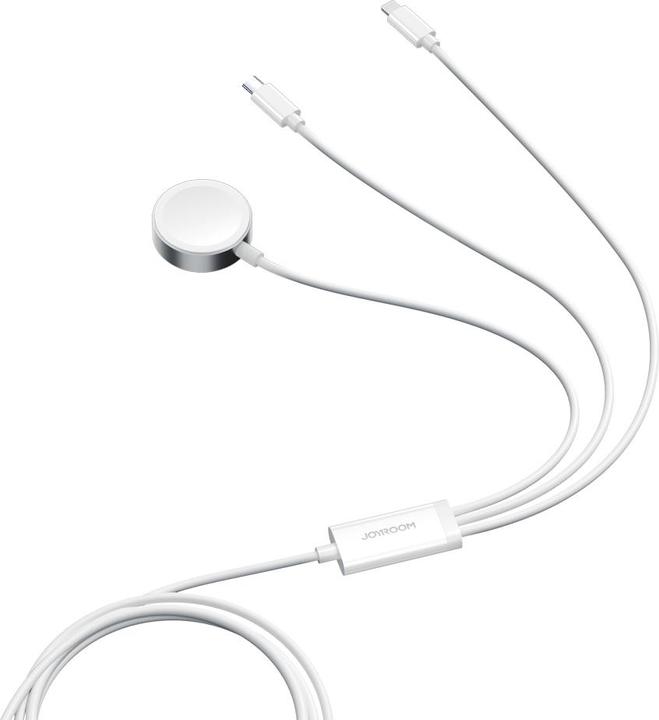 Produktbild Joyroom S-IW008 3-in-1-Kabel magnetisches Ladegerät USB-A – Lightning/USB-C 1,2 m – Weiss (1.20 m, 5 W)