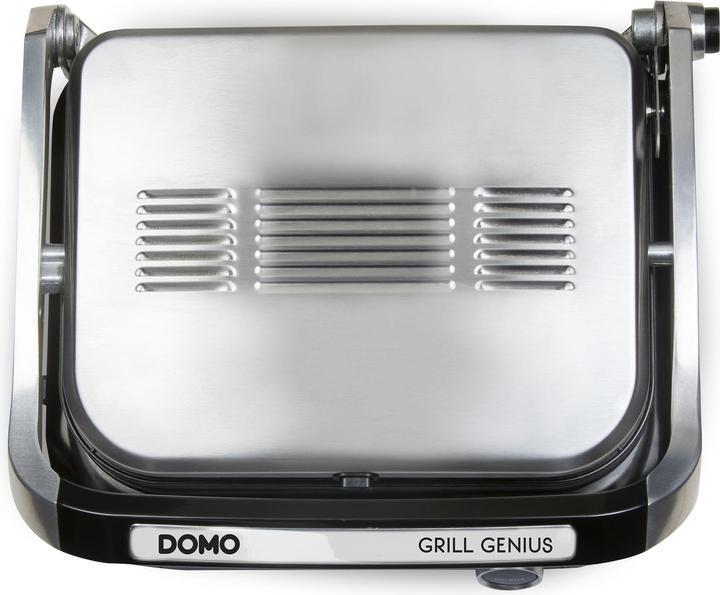 Actual product image Domo Genius Electric Contact Grill Non-stick Coating, with Display Stainless Steel, Black (EU plug)