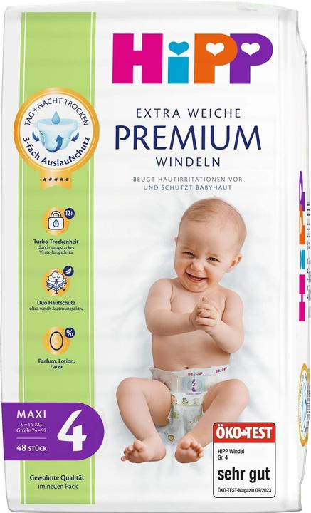 Produktbild Hipp Windeln Babysanft Premium Grösse 4, Packungsgrösse: 48 (Gr. 4, 48 Stück)