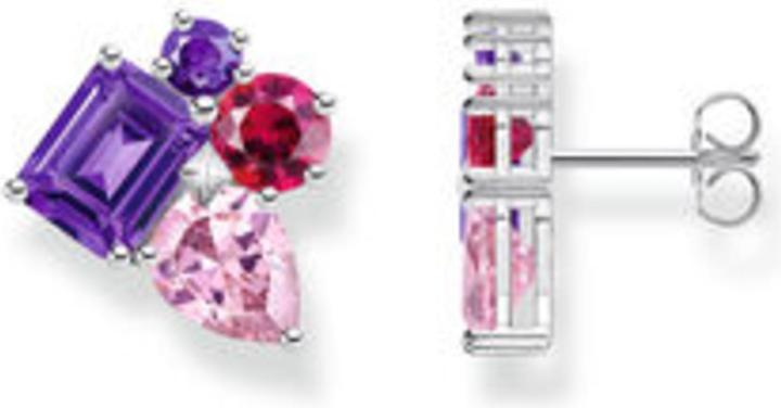 Thomas Sabo Ohrstecker mit Steinen in Rosa, Rot und Violett Silber (925er Silber)