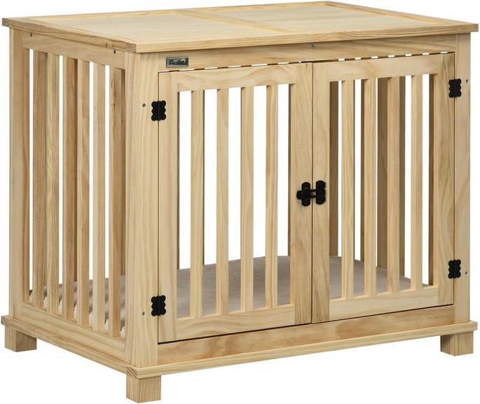 Produktbild Swisshandel24 Hundekäfig, Tierkäfig aus Holz, Haustierkäfig für mittelgrosse Hunde, Hundehütte mit Kissen, Hundebo (Hundehütte)