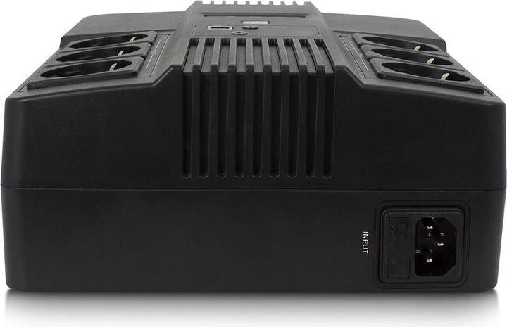 Actual product image UPS, 600 VA, 6x Type F outlet, 1x IEC C14 input, 230V, AVR (600 VA, 360 W, Line-interactive UPS)