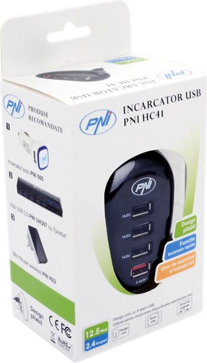 Produktbild PNI USB Ladegerät 4-Port, für Smartphone, Tablets und Kameras