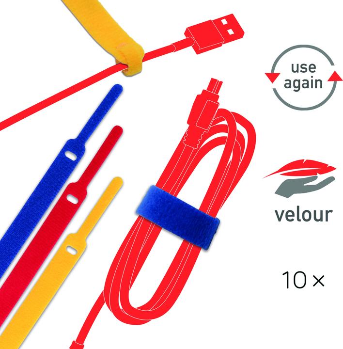 Image du produit Label-the-cable LTC BASIC 10 Power Velcro rt, gb, bl (Serre-câbles en plastique, 170 mm, 10 pcs)