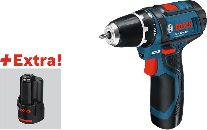 Produktbild Bosch Professional Akku-Werkzeugset GSR 12 V-15 (Akkubetrieb)