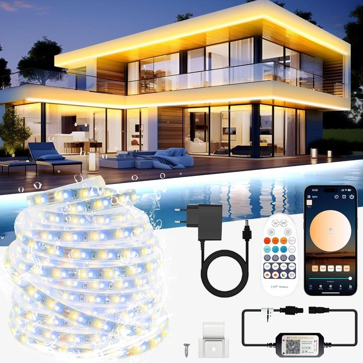 Immagine prodotto Lumina Swiss 30m Set SmartLED Weiss Outdoor IP67 (Bianco freddo, Bianco neutro, Bianco caldo, 3000 cm, Esterno)