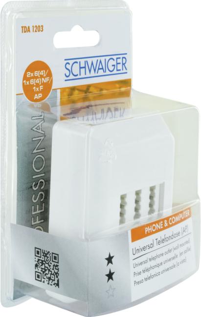 Image du produit Schwaiger Prise téléphonique, 1xTAE-N Bu, 2xTAE-F Bu