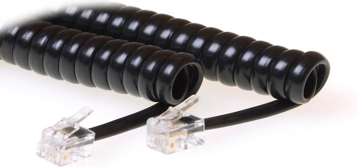 Immagine prodotto Cavo telefonico nero a spirale da 1,5 metri con connettori RJ10 RJ10-RJ10 COILED BLACK 1.50M