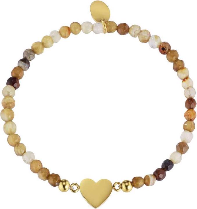 Bijouteria Armband (18 cm, Edelstahl, PVD Beschichtung (goldfarbig), Achat)