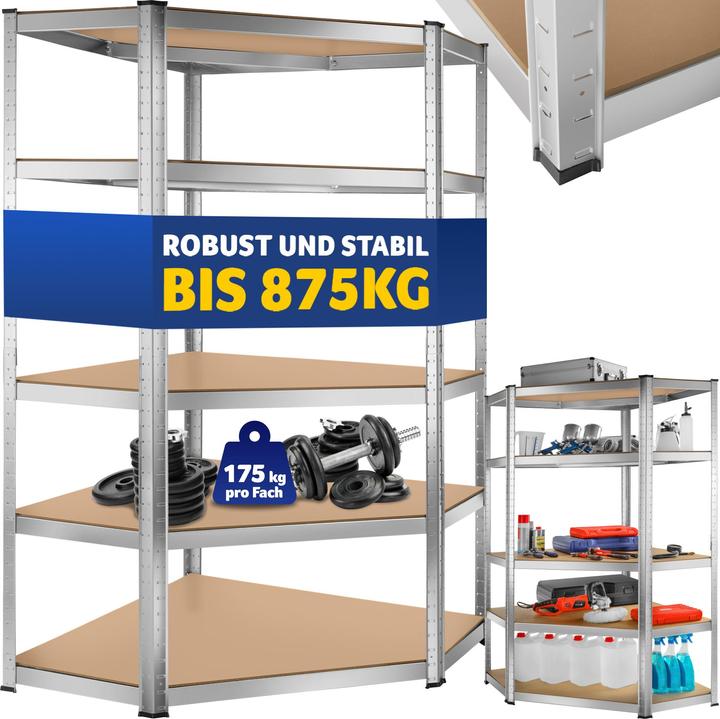 Actual product image tectake Garage shelving unit corner shelf, heavy-duty Manfred