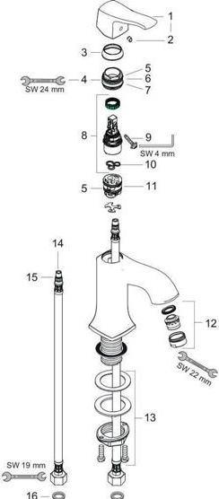 Produktbild hansgrohe HG EH-WT-MI METRIS CLASSIC DN 15 ohne Ablaufgarnitur chrom