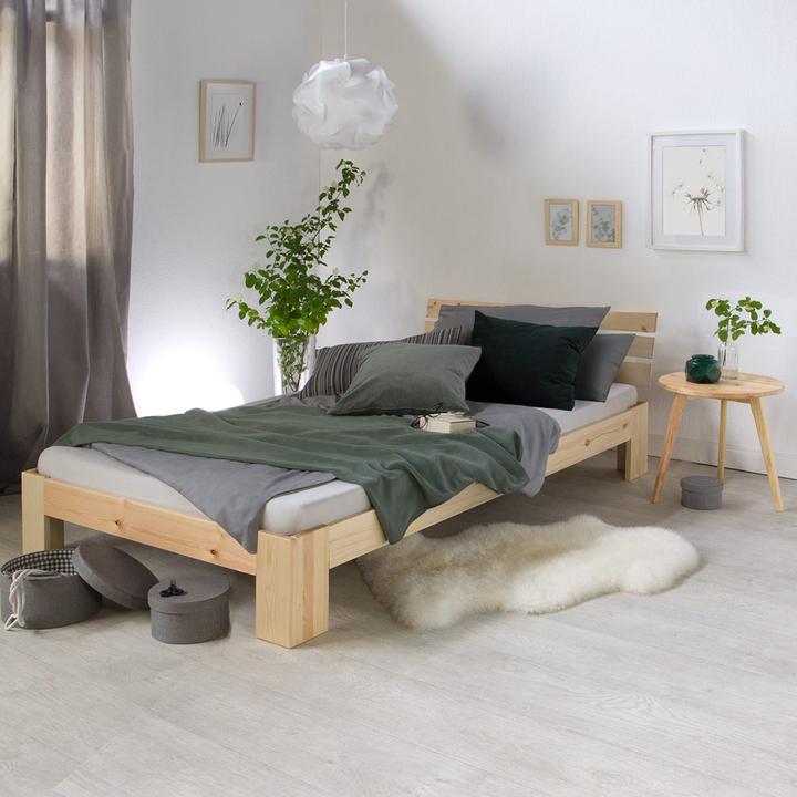 Produktbild Jamb Einzelbett Holzbett 90x200cm Natur (90 x 200 cm)