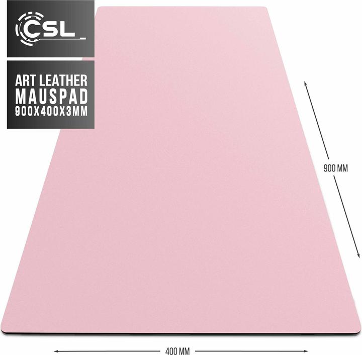 Actual product image CSL Mouse pad, mouse mat XXL, elegant leather look, desk pad 900 x 400 mm, rose (XXL)