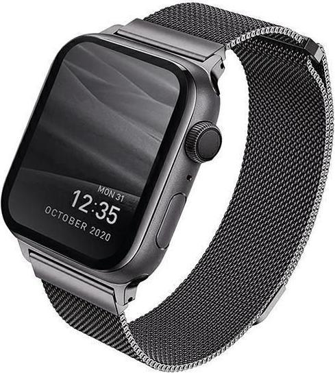 Uniq pasek Dante Apple Watch Series 4/5/6/7/8/SE/SE2 42/44/45mm acier inoxydable grafitowy/graphite (45 mm, 44 mm, 42 mm, Acier inoxydable)