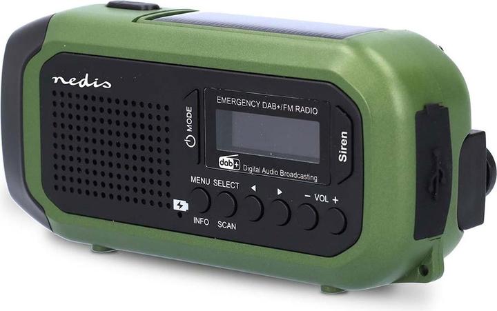Actual product image Nedis Emergency radio | Portable version | DAB+ / FM | Battery-powered / Hand crank / Solar power (DAB+, FM)
