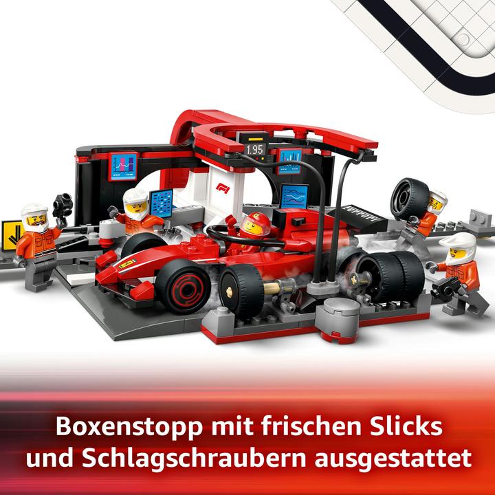 Produktbild LEGO F1 Boxenstopp mit Boxencrew und Ferrari Flitzer (60443, LEGO City)
