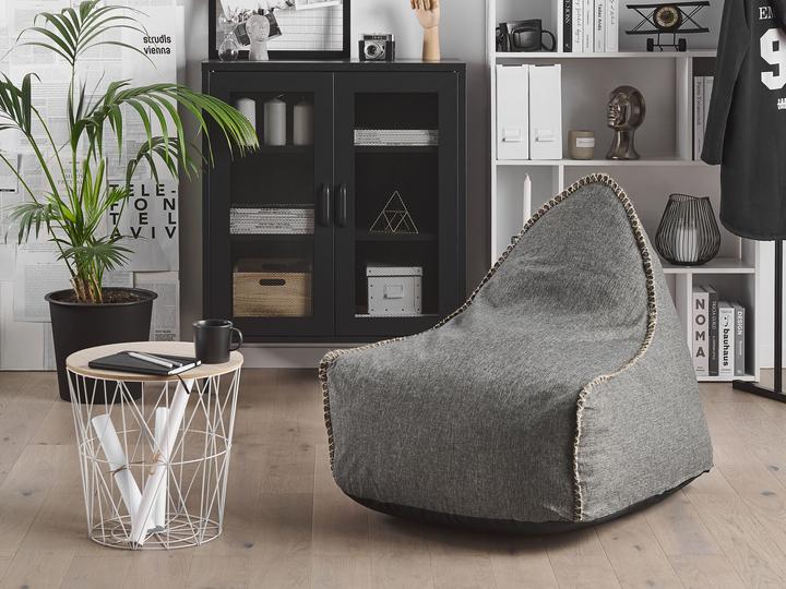 Actual product image Beliani Grey LINEN DROP beanbag