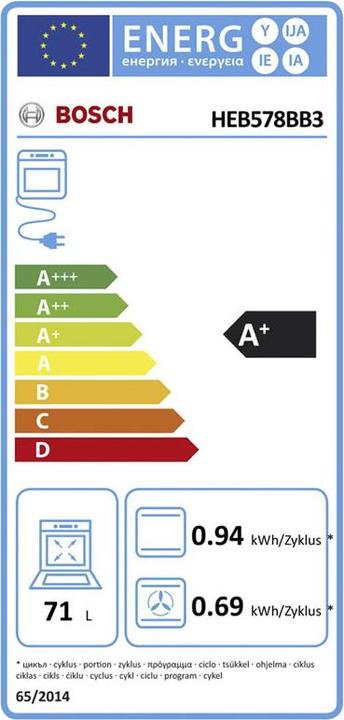 Etichetta energetica Bosch Hausgeräte HEB578BB3 & NKN645GA2E Herdset 230V