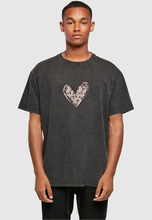 Actual product image Merchcode Valentines Day - Leopard Heart Acid Washed Heavy Oversize Tee - 116975 (M)
