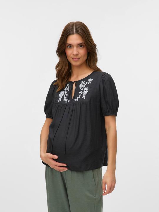 Produktbild Mamalicious Normal geschnitten Rundhals Elastische Bündchen Ballonärmel Top Bluse (L)