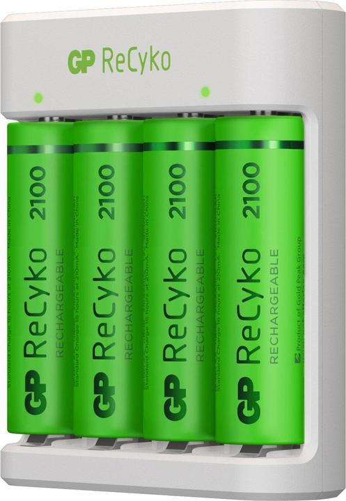 Actual product image GP Batteries USB-Modell Ladegerät GP E411 inkl. 4x ReCyko 1,2V AA Mignon 2100 mAh Akkus (4 pcs., 2100 mAh, Battery + charger)