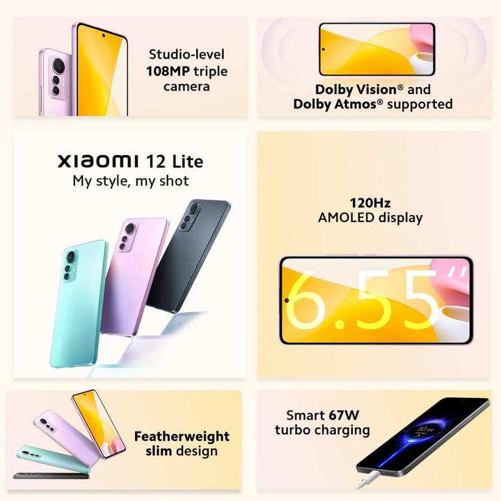 Produktbild Xiaomi 12 Lite (256 GB, Black, 6.55", Dual SIM, 108 Mpx, 5G)