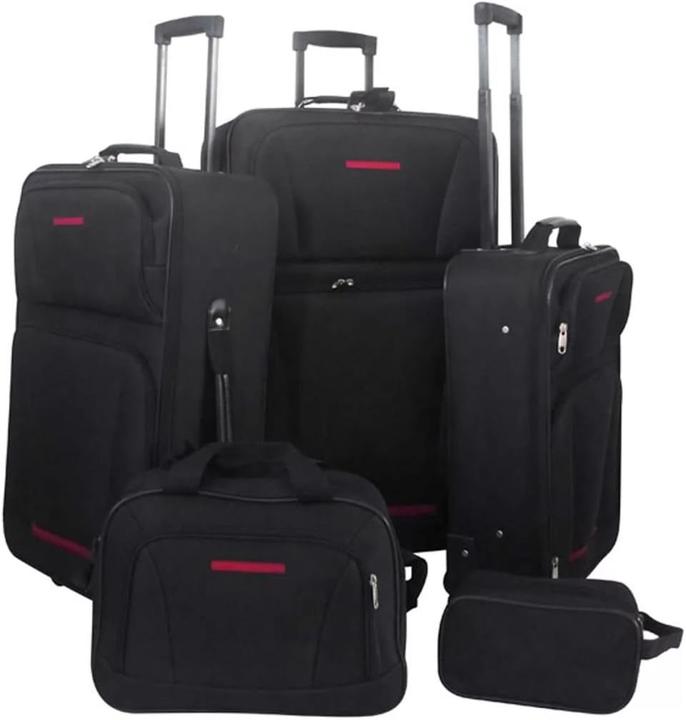 Yorten Reisekofferset, 5-teilig, Schwarz (Handgepäck (bis 50l), M (50 - 90l), L (90 - 115l))