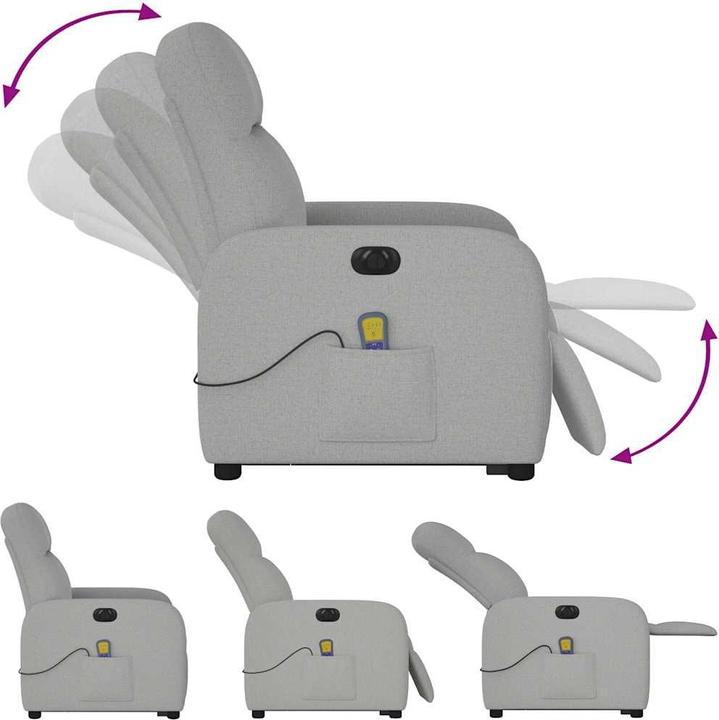 Immagine prodotto VidaXL Poltrona massaggiante con ausilio per la posizione eretta elettrica in tessuto grigio nuvola