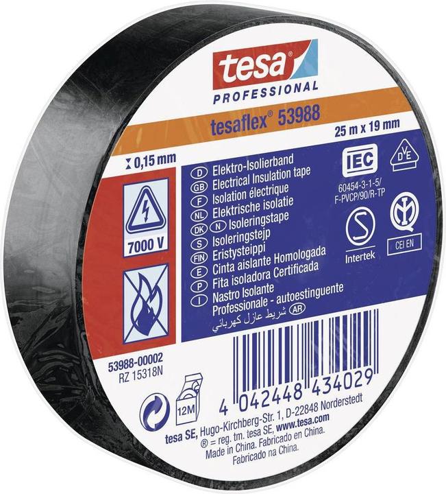 Produktbild tesa tesaflex Isolierband IEC 25:19 schwarz (19 mm)