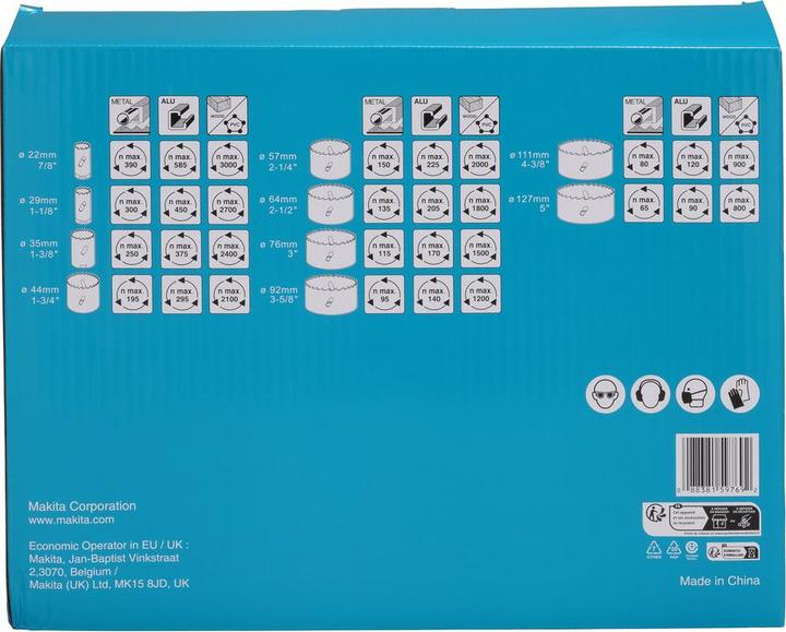 Immagine prodotto Makita D-75764 (111 mm, 127 mm, 35 mm, 57 mm, 76 mm, 44 mm, 64 mm, 29 mm, 92 mm, 22 mm)