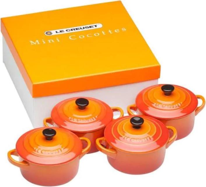 Image du produit Le Creuset Mini-Cocotte set de 4 "rouge four" 0,2 litre (10 cm, Cocotte + faitout, Céramique)