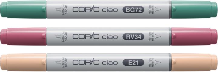 Actual product image Copic CIAO - Brand (E-21 Soft Sun, RV-34 Dark Pink, BG-72 Ice Ocean, 6 mm, 3 x)