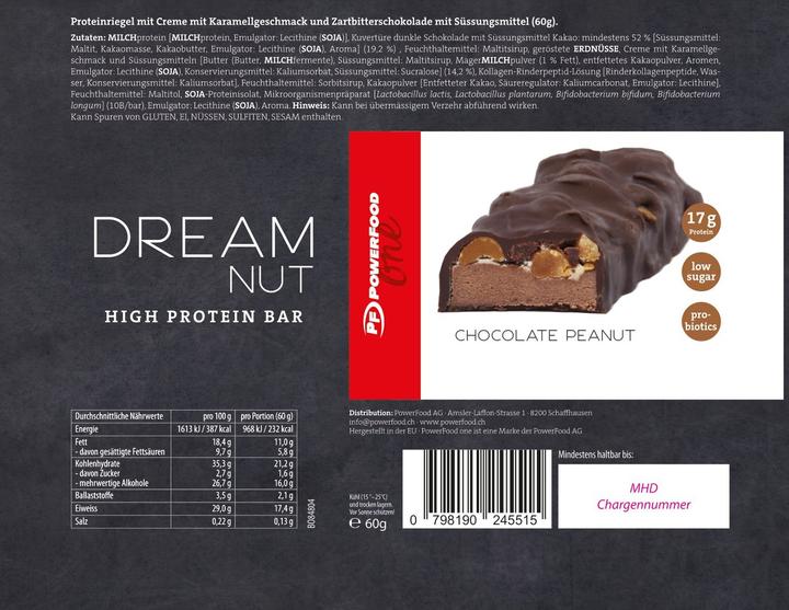 Actual product image PowerFood One Dream Nut High Protein Bar (Peanut chocolate, 12 pcs., 720 g)