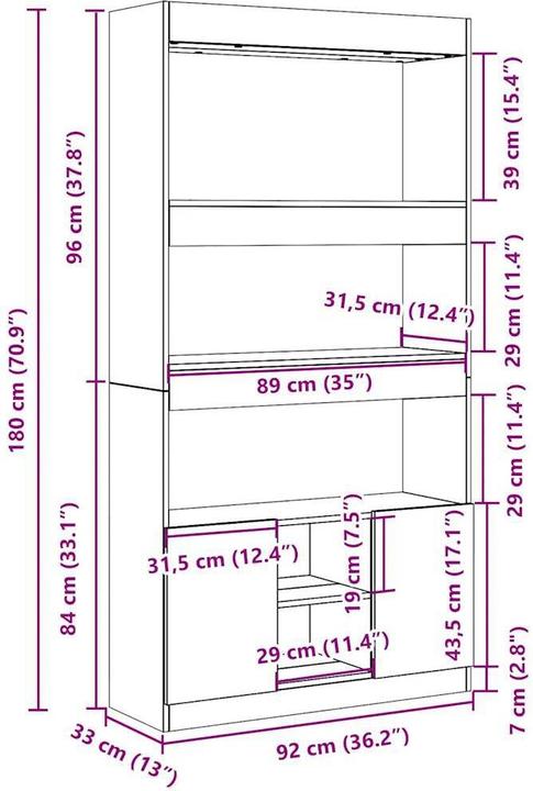 Image du produit VidaXL Louiza (92 x 33 x 180 cm)