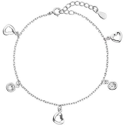 Evolution Group Silver bracelet with Swarovski crystals white heart 33110.1 (L)