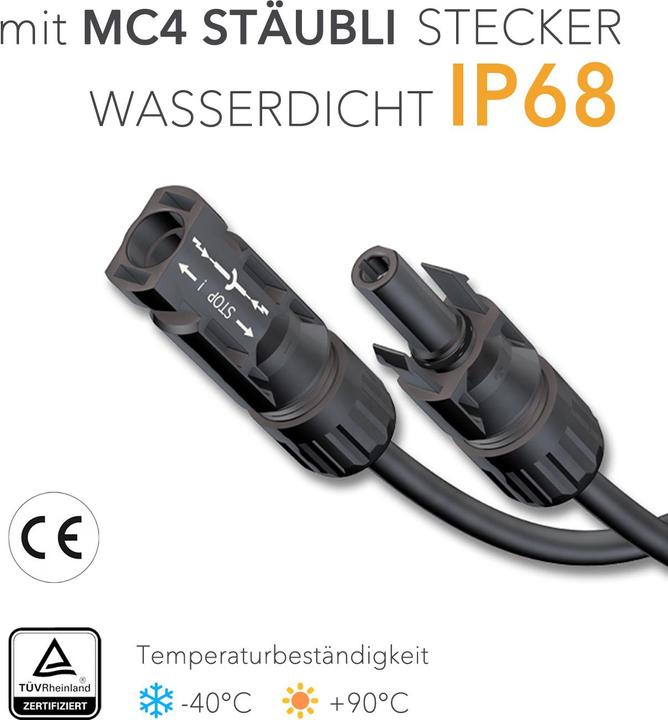 Produktbild HISkon 6mm² Verlängerungskabel MC4 auf MC4 Stecker - 5m