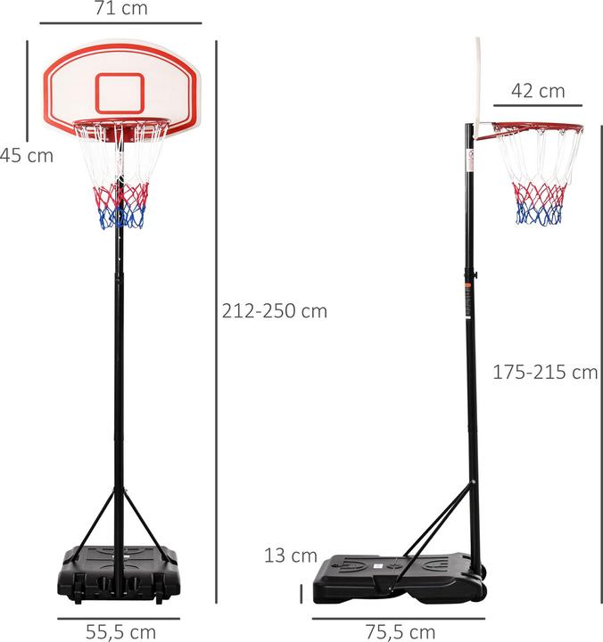 Actual product image Homcom Basketballkorb Metall, PE Schwarz+Weiss
