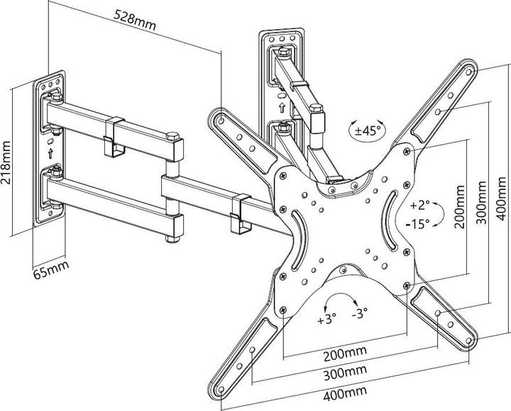 Productafbeelding equip Muurbeugel 23"-55" TV&Monitor volledig beweegbaar (Muur, 55", 45 kg)