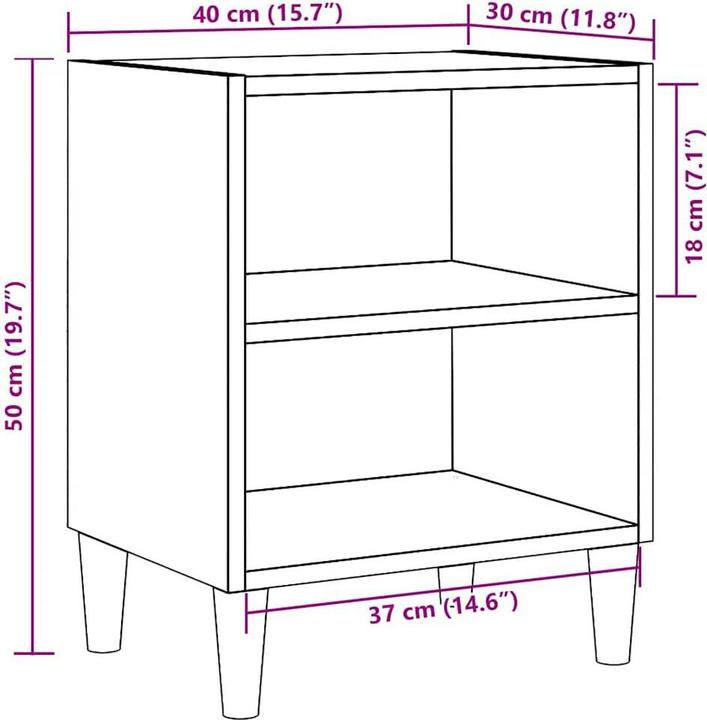 Image du produit VidaXL Nachttische 2 Stk. Altholz-Optik 40x30x50 cm Holzwerkstoff Nachtschrank (40 x 30 x 50 cm)