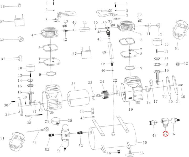 Produktbild Wiltec Airbrush T-Stück Verbinder Kompressor AS196 / AS196A / AS189 Zubehör