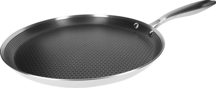 Produktbild Cheffinger Crêpespfanne Edelstahl Premium Antihaftbeschichtung Wabenmuster 28cm (28 cm, Crêpe Pfanne, Edelstahl)