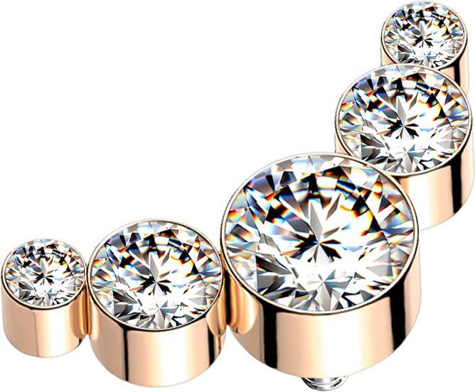 Produktbild Star Piercing Dermal Anchor rosegold fünf Kristalle silber (ohne Messing, Chirurgenstahl 316L)