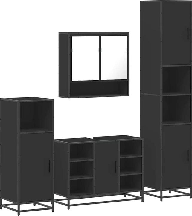 Immagine prodotto VidaXL Set di mobili da bagno da 4 pezzi Set di mobili da bagno in legno nero Mobile da bagno
